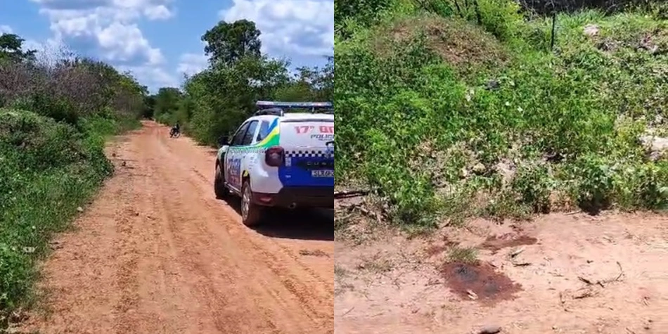 No local onde o corpo foi encontrado há marcas de sangue, indicando que a vítima foi executada no terreno baldio