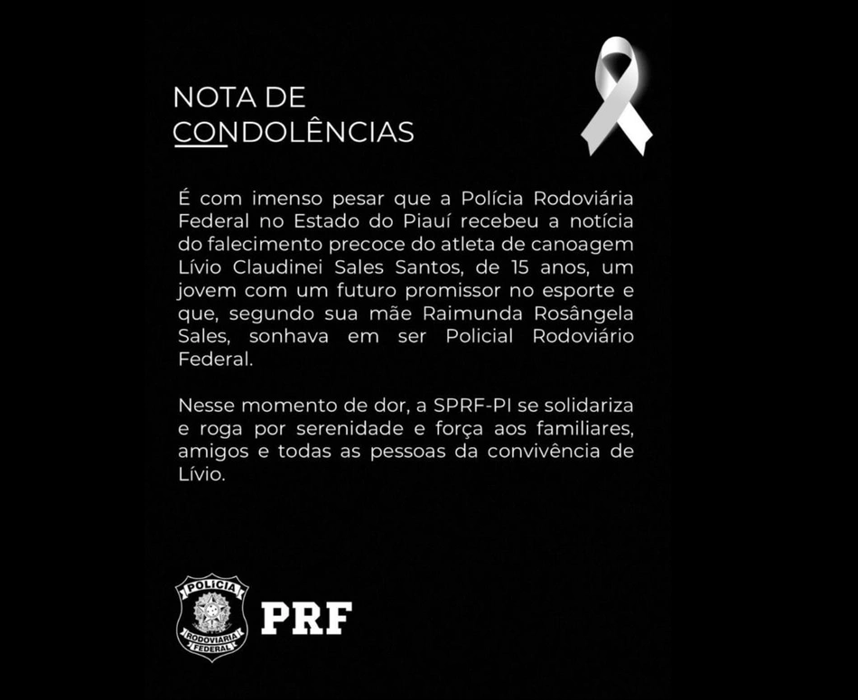 Nota de pesar da PRF-PI