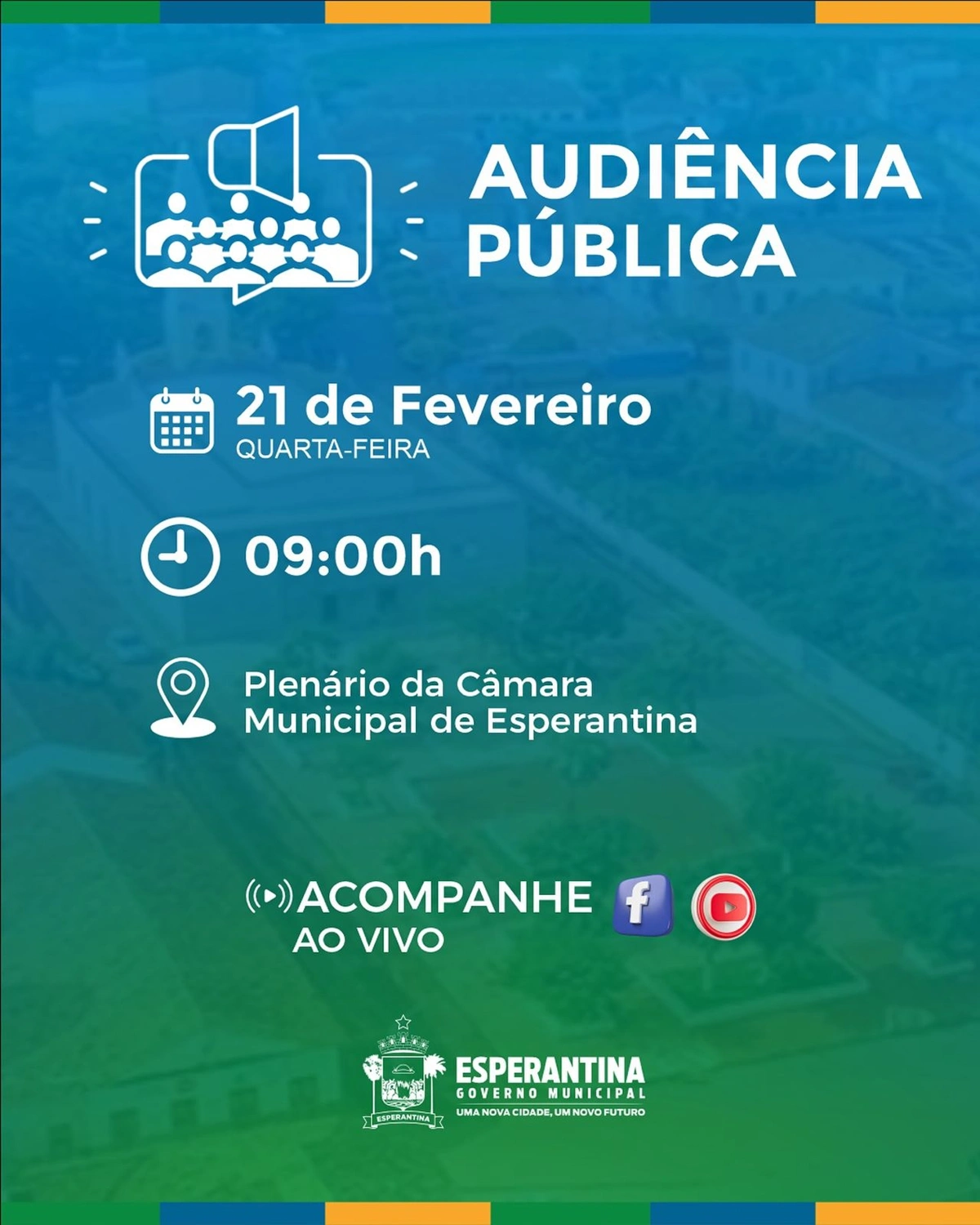 O evento acontecerá no Plenário da Câmara Municipal de Esperantina