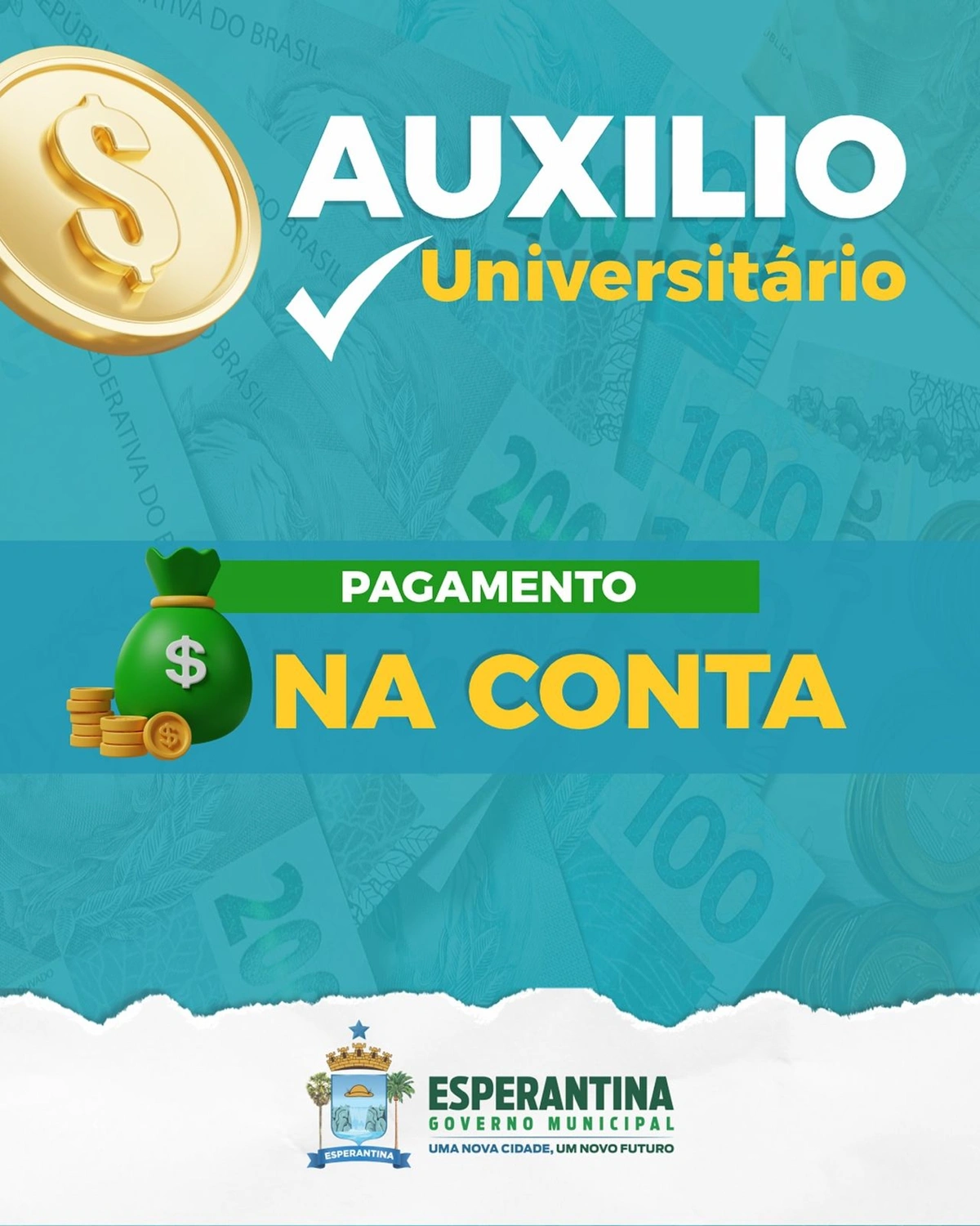 Pagamento da 1ª parcela do auxílio universitário