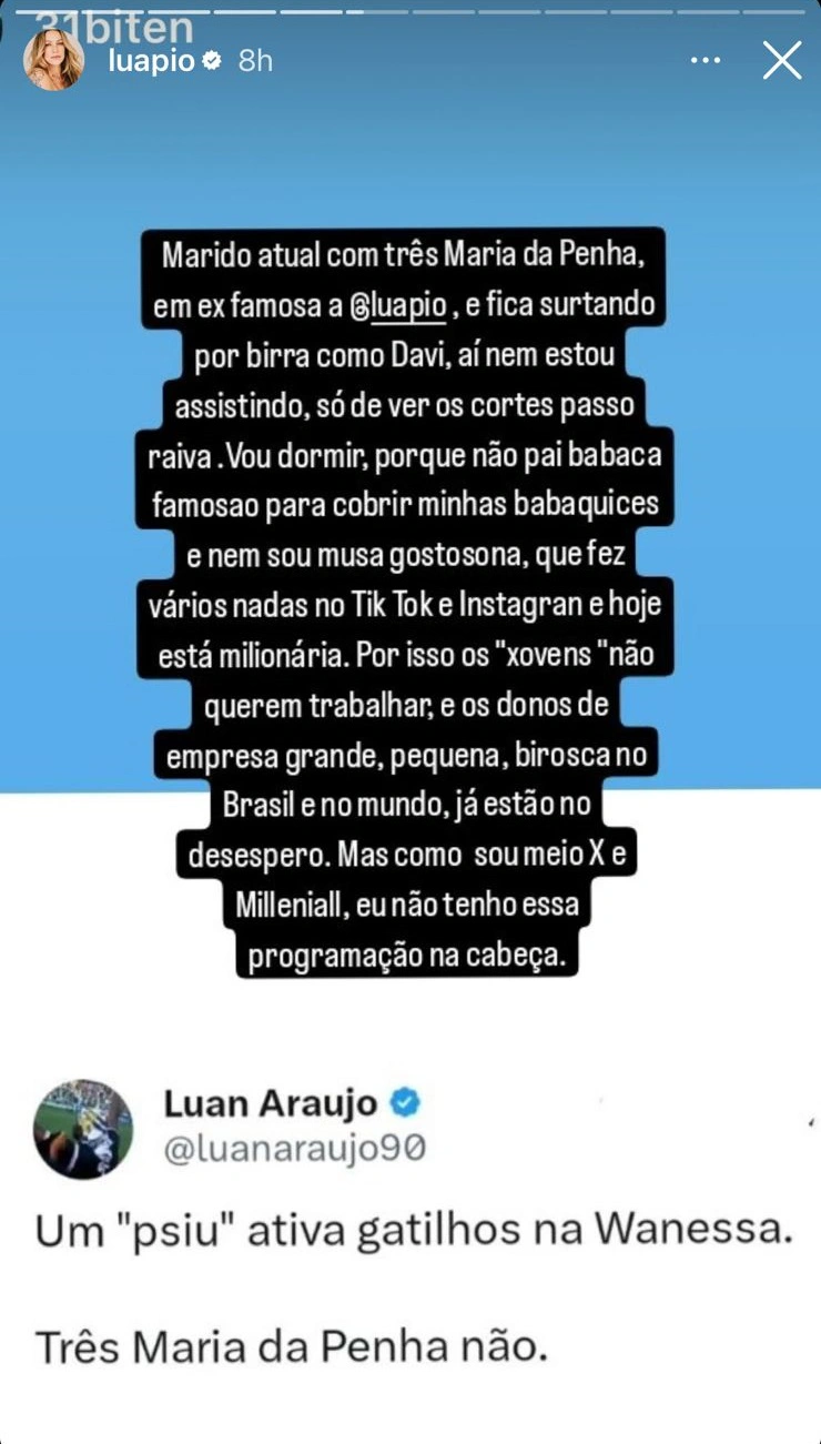 Publicação de Luana Piovani