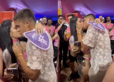 Tiago Ramos beijando Ellen Santana