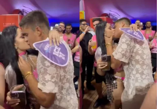 Tiago Ramos beijando Ellen Santana