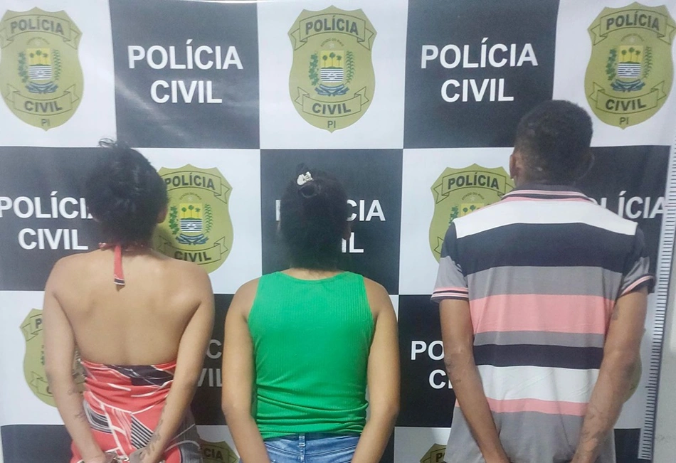 Trio preso pela Polícia Civil em Oeiras