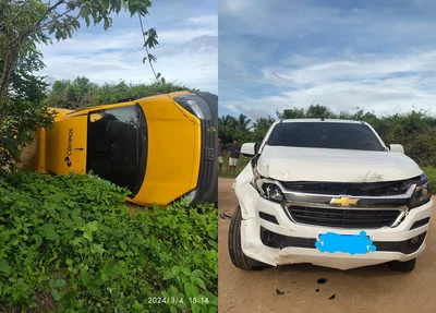Acidente entre caminhonete e carro dos Correios em Parnaíba