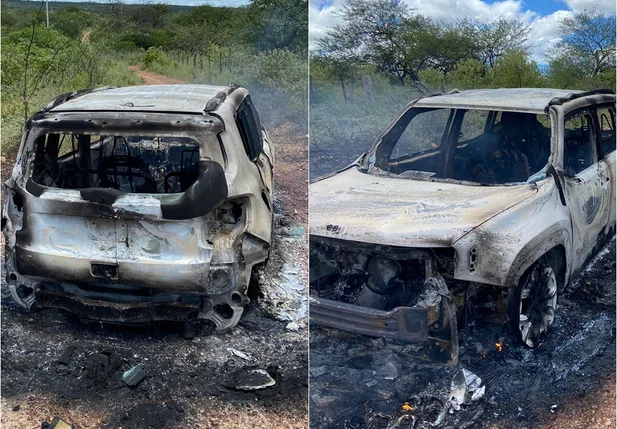 Carro, modelo Jeep Renegade, foi incendiado com os corpos dentro