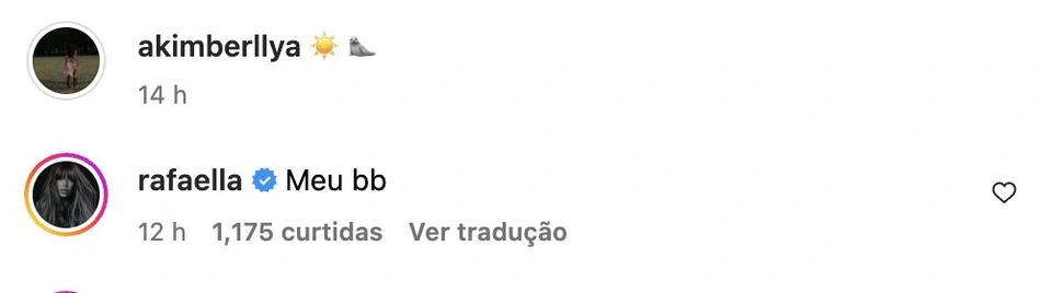 Comentário de Rafaella Santos na publicação de Amanda Kimberlly