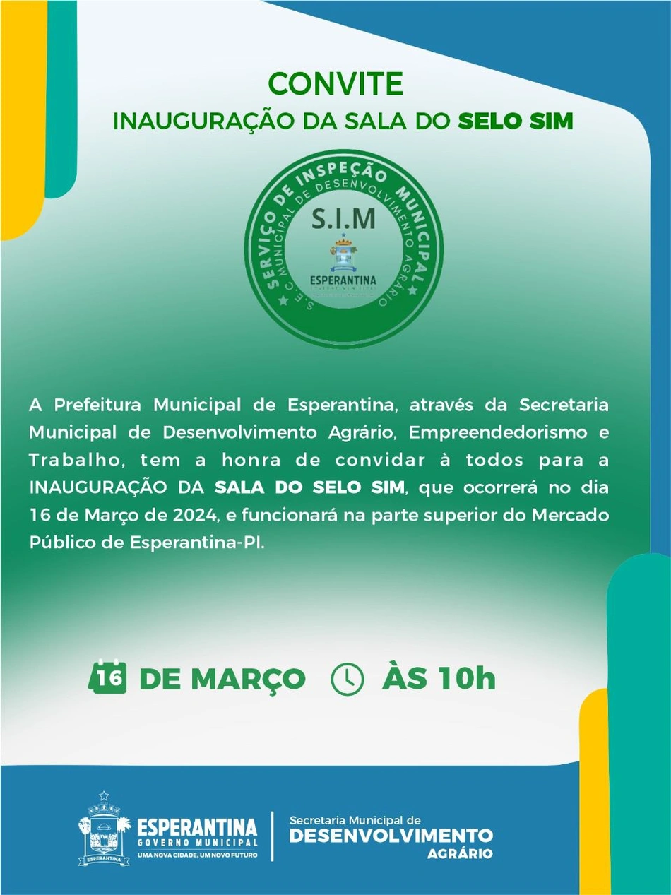 Convite para a inauguração da sala do SIM no Mercado Público