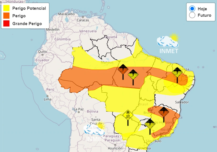 Inmet emite alerta de chuvas em 25 estados do Brasil