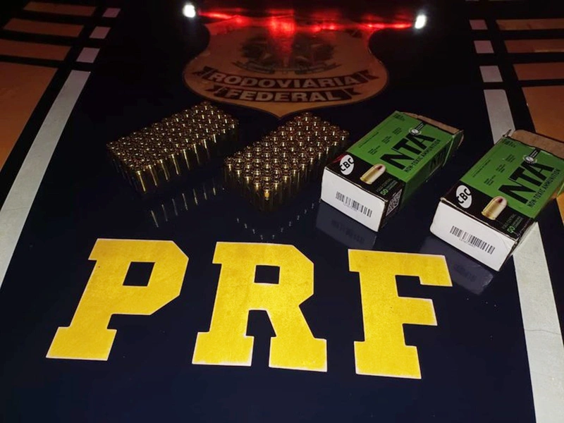 Munições apreendidas pela PRF