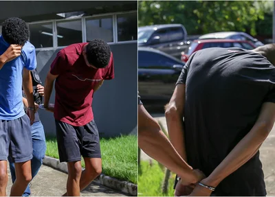 Os irmãos Samuel de Andrade Riotinto e Rafael de Andrade Riotinto e o menor apreendido