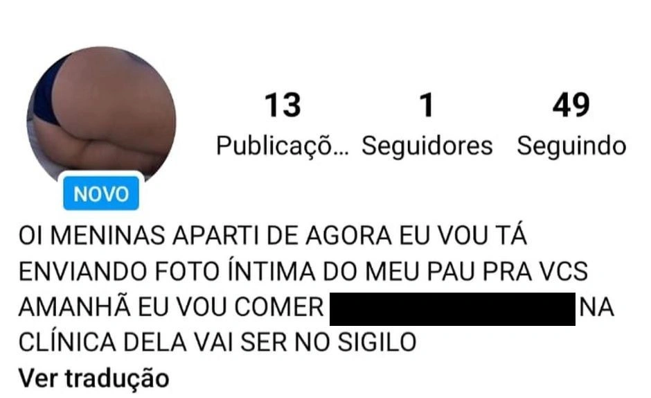 Perfil falso feito pelo suspeito