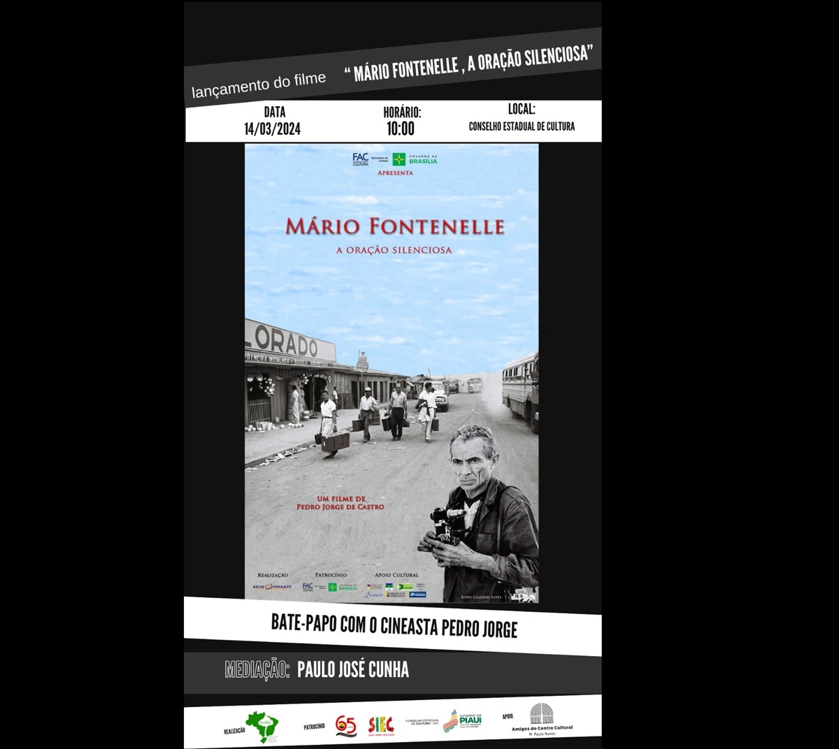 Pôster de lançamento do filme “Mário Fontenelle: A Oração Silenciosa”