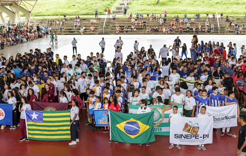 A solenidade de abertura das Olimpíadas das Escolas Particulares