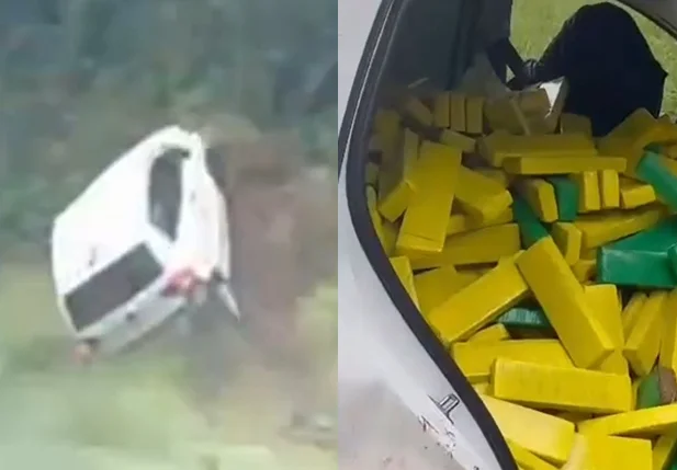 Carro com 559 quilos de maconha capotou