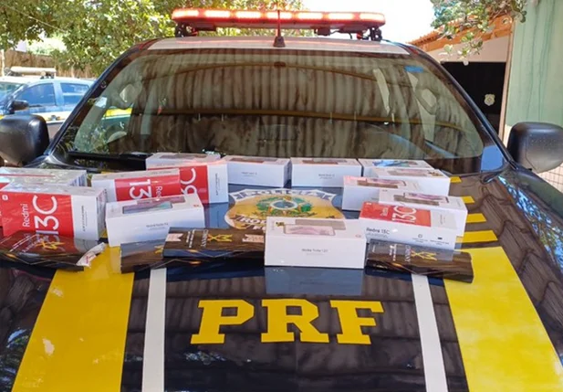 Celulares apreendidos pela PRF