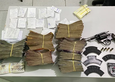 Dinheiro recuperado pela PM em Parnaíba