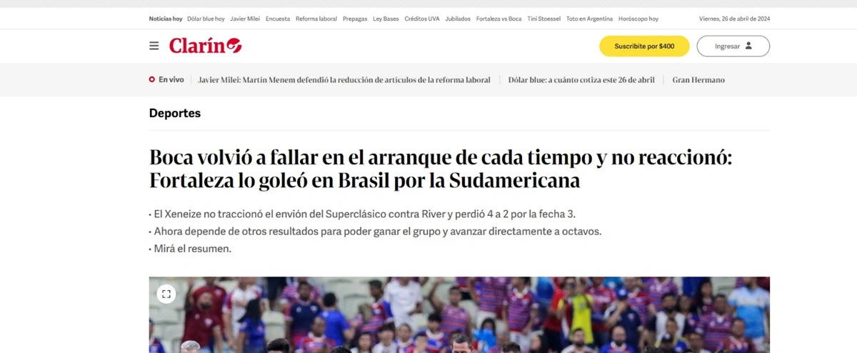 Jornal argentino Clarín