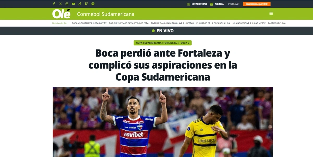 Jornal argentino Olé