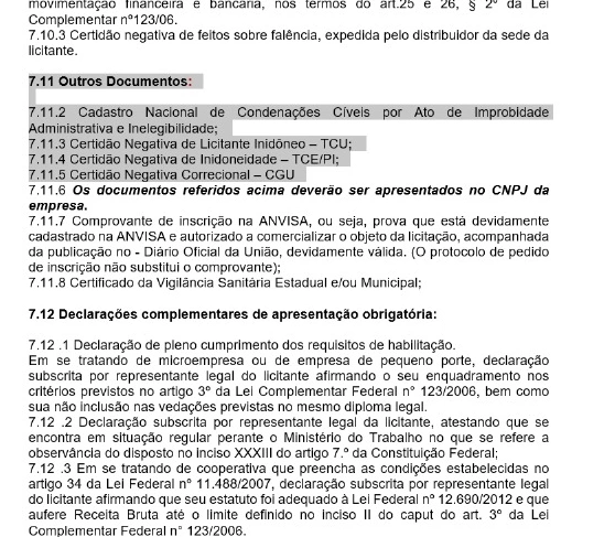 Licitação da Prefeitura de Brasileira