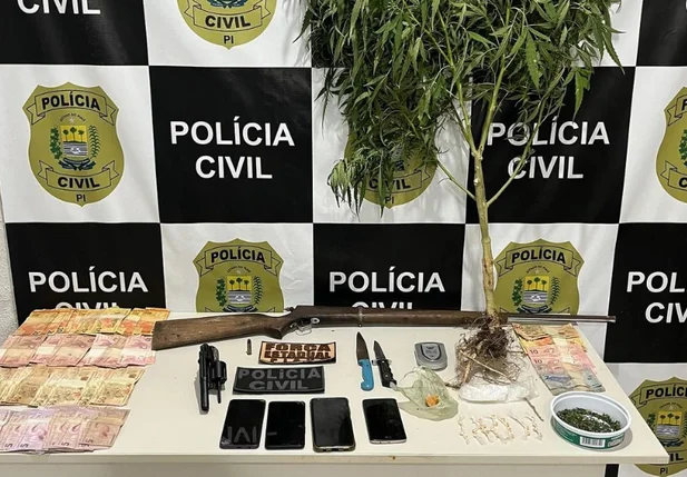 Material apreendido durante Operação Cerco Fechado em Buriti dos Lopes