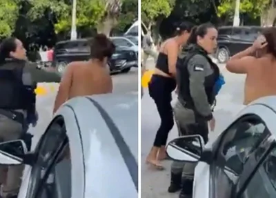Mulher acusada de agredir filha leva tapa de PM