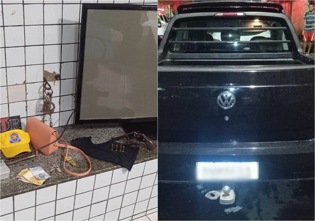 Objetos apreendidos com dupla suspeito de assalto em residência na zona leste