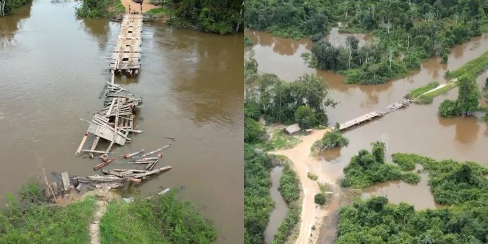 Ponte destruída pela PF no Pará