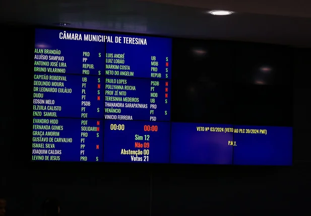 Quadro da votação no plenário