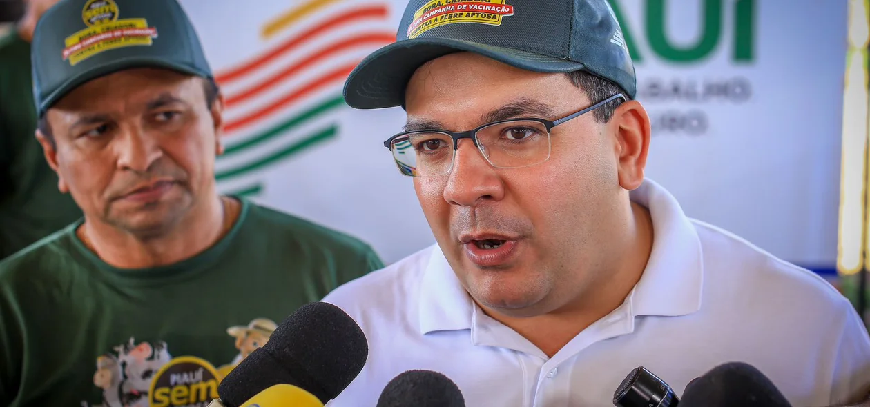 Rafael Fonteles e Fábio Abreu em lançamento da ultima campanha da febre aftosa no Piauí