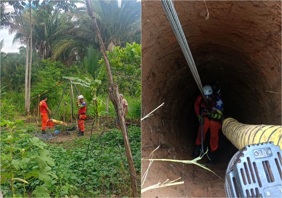 Resgate de cadela que caiu em poço na cidade de José de Freitas