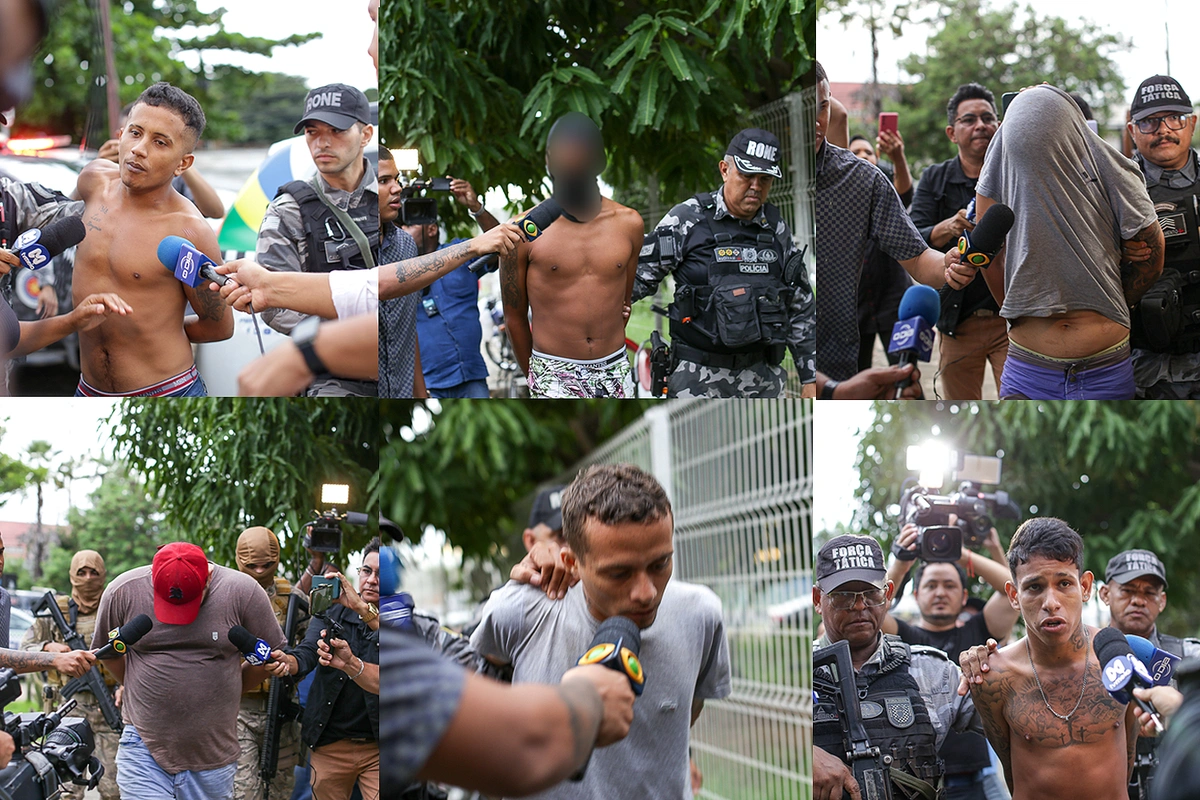 Suspeitos de matar pai e filha chegando na sede do DHPP