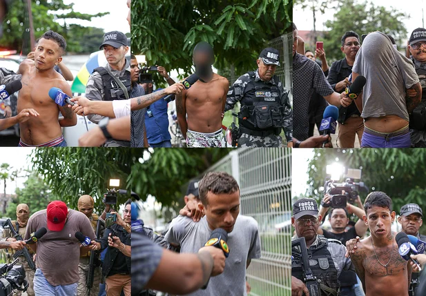 Suspeitos de matar pai e filha chegando na sede do DHPP