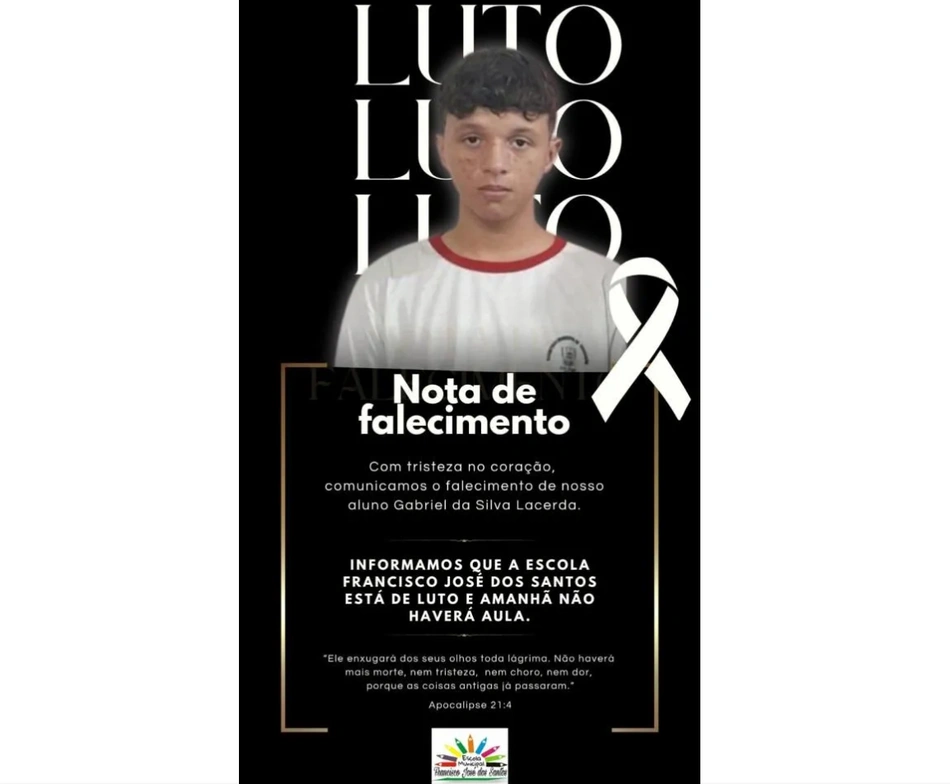 Escola suspendeu aulas após morte do adolescente