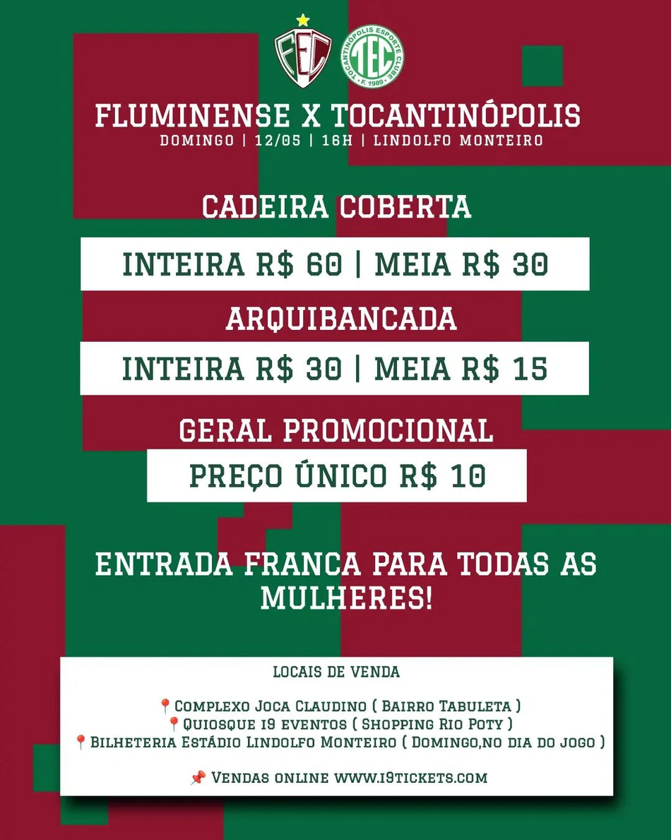 Fluminense-PI lança promoção especial para jogo contra o Tocantinópolis