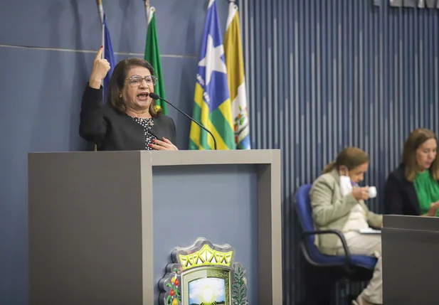 Graça Amorim em seu primeiro discurso de volta à Câmara, em 14 de maio