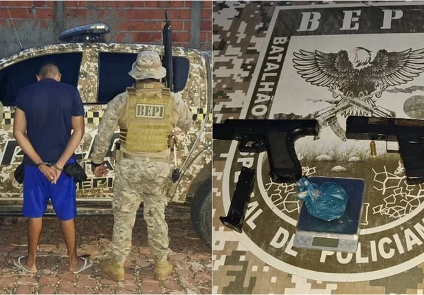 Homem foi preso com droga, arma caseira e dinheiro no bairro Nova Teresina