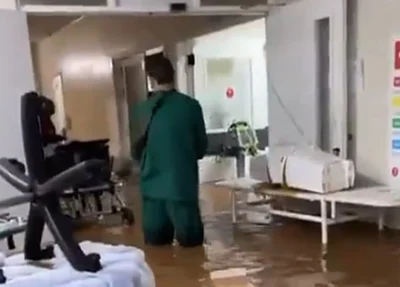 Hospital inundado no Rio Grande do Sul