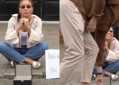 Isabelle Silva pedindo esmola para comprar bolsas