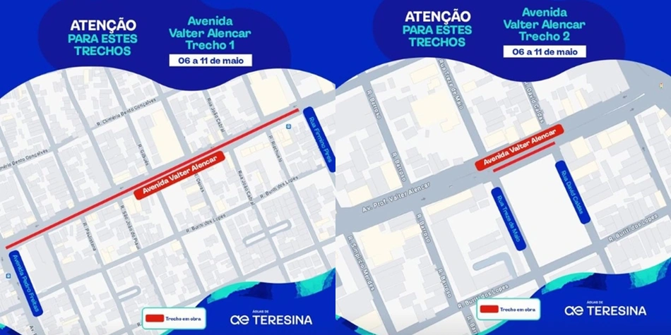Trechos interditados