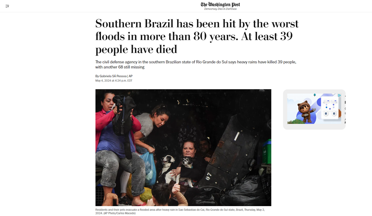 Washington Post repercutiu fotos da tragédia