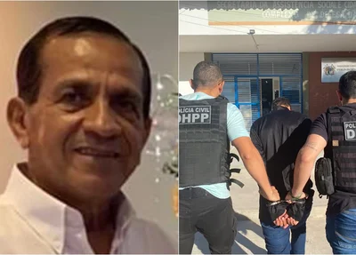 Acusado de matar o taxista Célio Pereira sendo conduzido por policiais do DHPP