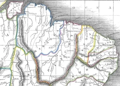 Mapa de 1840 da área em litígio entre Piauí e Ceará