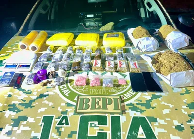 Material apreendido pelo BEPI no bairro São Sebastião, em Teresina