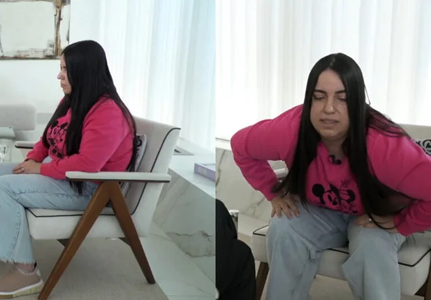 Momento em que Natalia Becker sai da entrevista