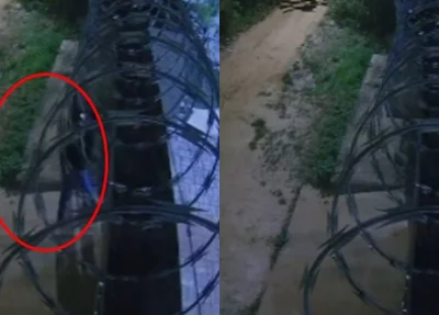 Momento em que os bandidos invadem a residência