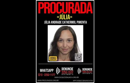 Polícia divulga cartaz pedindo informações de Júlia Andrade Cathermol Pimenta, suspeita de matar o namorado