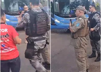 Policia foi acionada para manifestação em frente à garagem da Guanabara