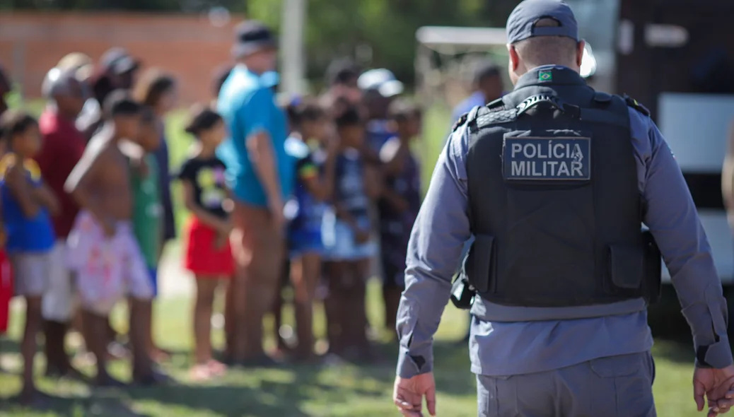 Polícia Militar no local do crime