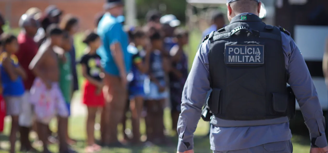 Polícia Militar no local do crime